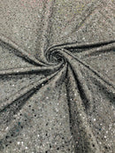 Shimmer Glitter Bead Fabric - Black - Sparkle Stretch Sequins Bead Shiny Glitter Fabric By Yard