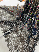 Sword Large Shiny Sequins - Black - Hanging Iridescent Sequins On Lace Fabric By Yard