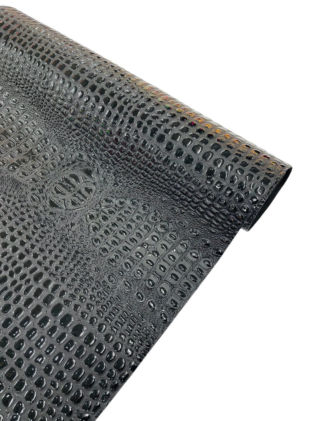 Gator Embossed Vinyl Leather Fabric - Black - Faux Gator Skin Vinyl Fabric Sold By Yard