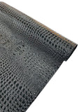 Gator Embossed Vinyl Leather Fabric - Black - Faux Gator Skin Vinyl Fabric Sold By Yard