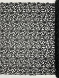Metallic Floral Lace Fabric - Black - Embroidered Sequins Floral Design Sold By Yard