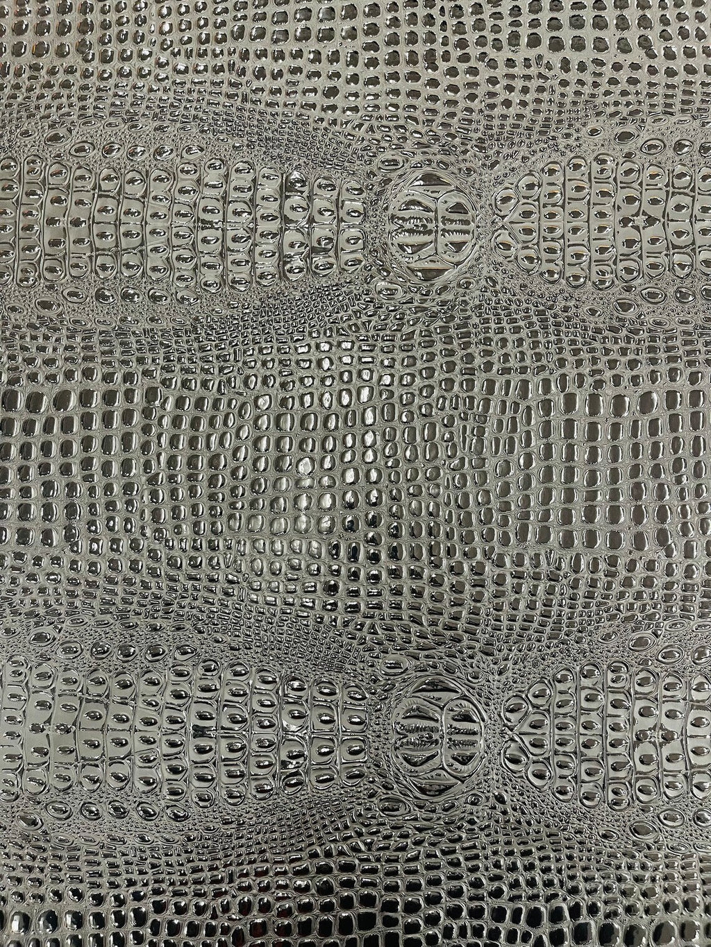 Gator Embossed Vinyl Leather Fabric - Black - Faux Gator Skin Vinyl Fabric Sold By Yard