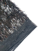 Sword Large Shiny Sequins - Black - Hanging Iridescent Sequins On Lace Fabric By Yard