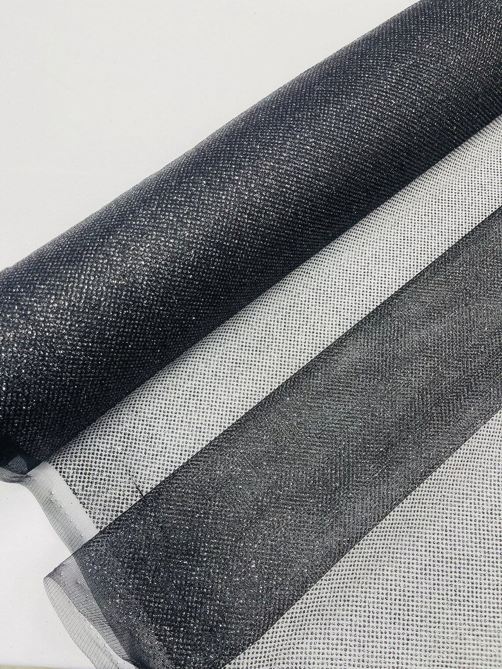 Shimmer Glitter Mesh Fabric - Black - Shiny Glitter Dots Design on Lace Mesh Sold By Yard