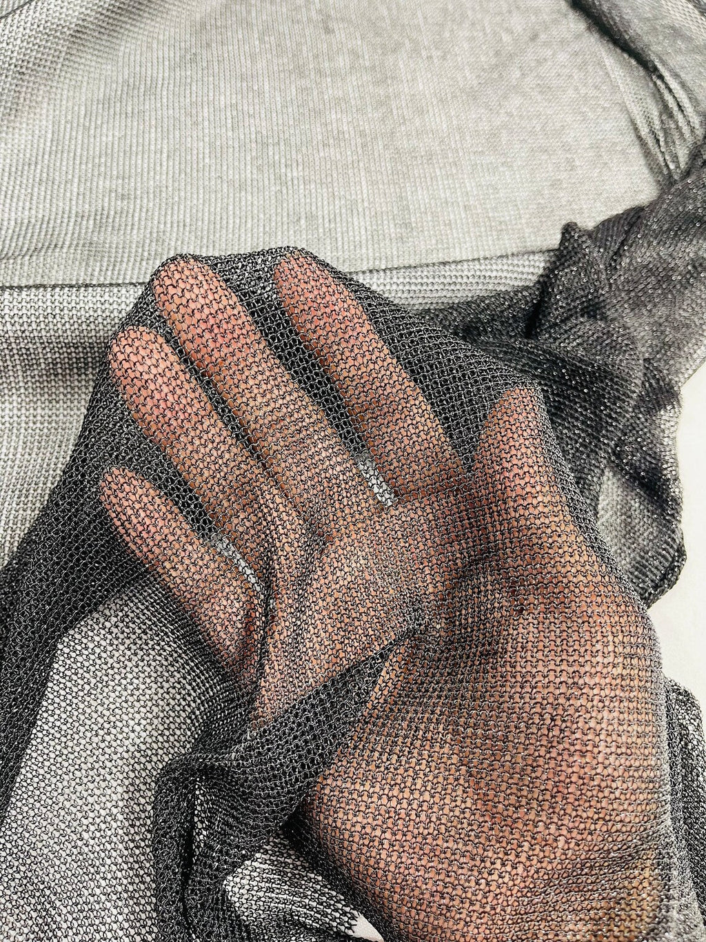 Chain Mesh Shiny Fabric - Black - Metallic Chainmail Faux Chain Fabric Sold By The Yard