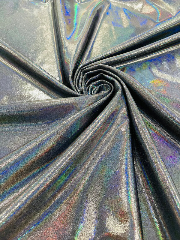 Mystique Foil Fabric - Black - 58/60" 4 Way Stretch Iridescent Foggy Foil Fabric Nylon/Spandex By Yard