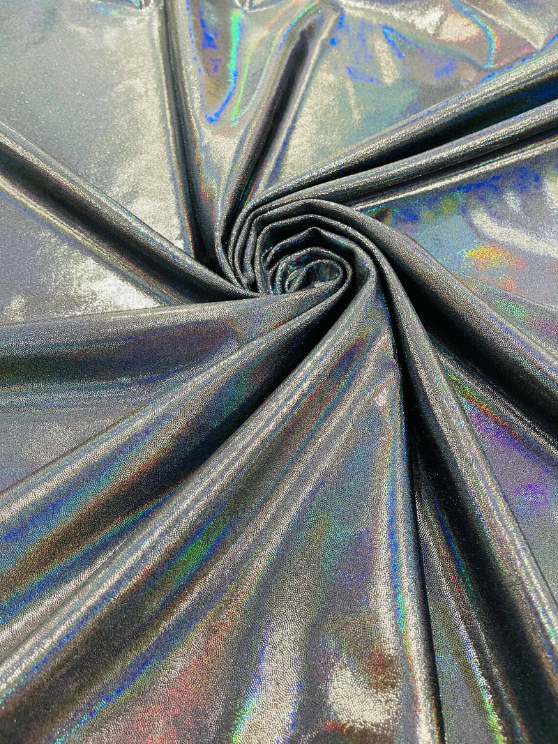 Mystique Foil Fabric - Black - 58/60 4 Way Stretch Iridescent Foggy F