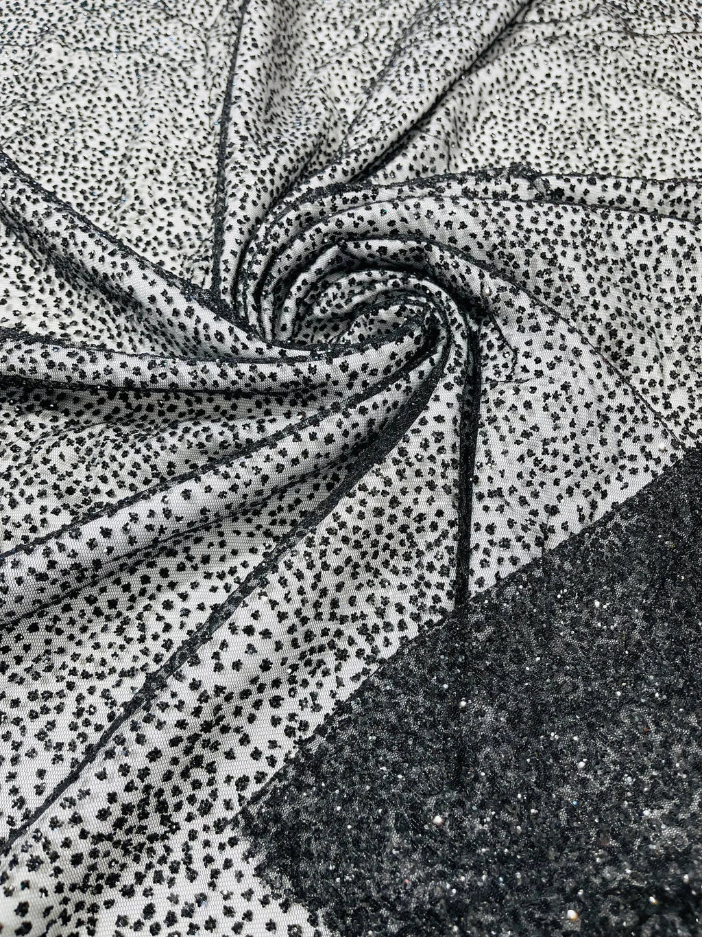 Glitter Mesh Sheer Fabric - Black - 60" Wide Shiny Glitter Mesh Fabric Sold By The Yard