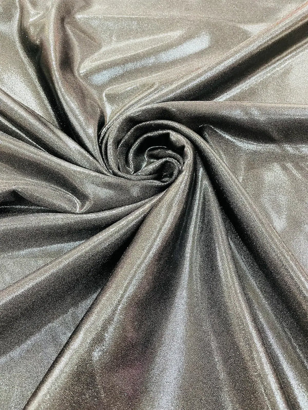 Foil Metallic Spandex Fabric - Black - Shiny Metallic Foil Spandex Fabric by Yard