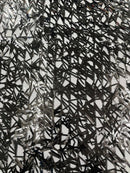 Sword Large Shiny Sequins - Black - Hanging Iridescent Sequins On Lace Fabric By Yard