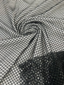 Fish Net Spandex Rhinestone Fabric - Black - Solid Spandex Fish Net Design Fabric with Rhinestones by Yard