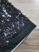 Sword Large Shiny Sequins - Black - Hanging Iridescent Sequins On Lace Fabric By Yard