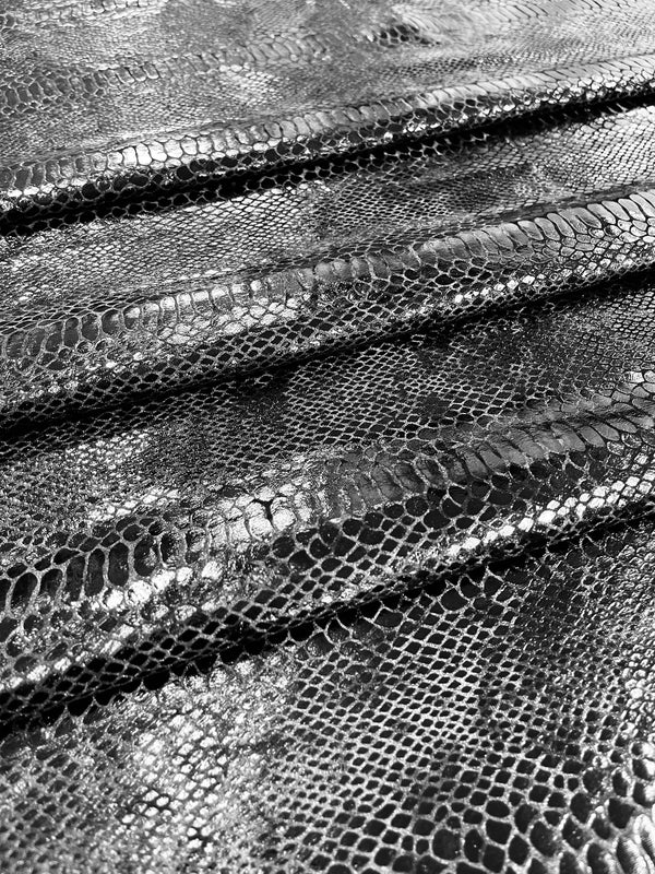 Anaconda Stretch Velvet - Black - 58/60" Stretch Velvet Fabric with Anaconda Snake Print By Yard