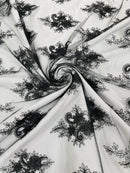 Metallic Corded Lace - Black - Paisley Floral Fabric with Metallic Thread on a Mesh Lace By Yard