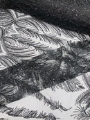 Beaded Lines Fabric - Black - Luxury Beads and Sequins Line Design Fabric By Yard