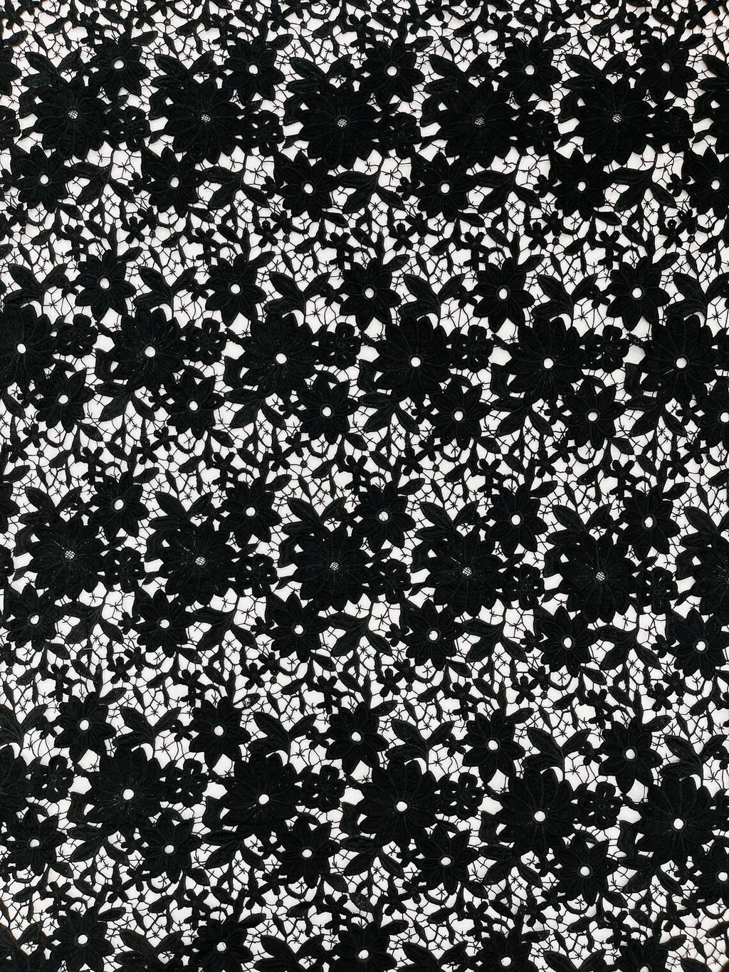Guipure Lace Design Fabric - Black - Floral Lace Guipure Fabric by Yard