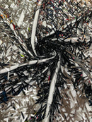 Sword Large Shiny Sequins - Black - Hanging Iridescent Sequins On Lace Fabric By Yard