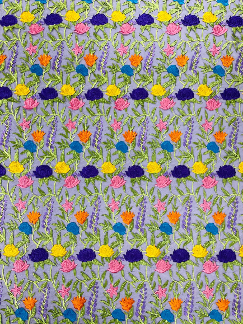 Multi-Color Mexican Sarape Fabric - Black Mesh Flower Design Embroidered Lace Fabric By Yard