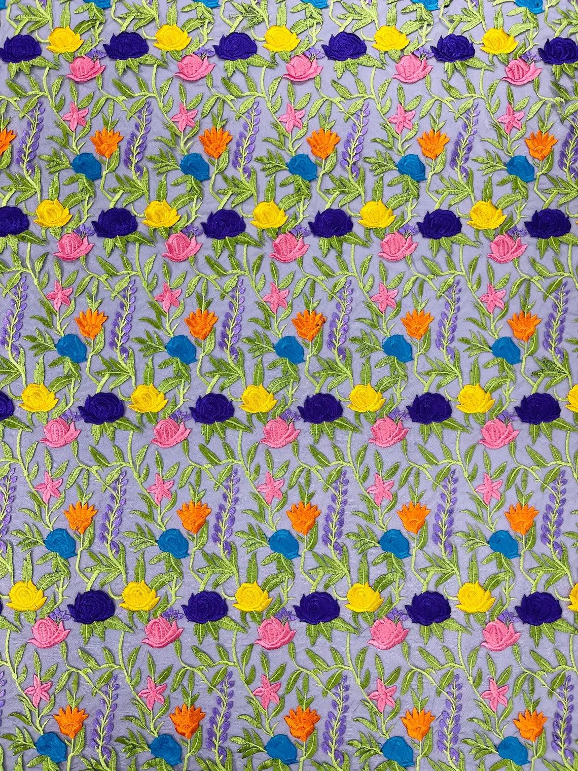 Multi-Color Mexican Sarape Fabric - Black Mesh Flower Design Embroidered Lace Fabric By Yard