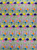 Multi-Color Mexican Sarape Fabric - Black Mesh Flower Design Embroidered Lace Fabric By Yard