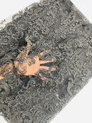 King Lace Pattern Fabric - Black - Embroidered Sequins on Lace Mesh Fabric By Yard