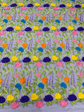 Multi-Color Mexican Sarape Fabric - Black Mesh Flower Design Embroidered Lace Fabric By Yard
