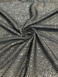 Mille Striped Stretch Sequins - Black - 4 Way Stretch Spandex Sequins Striped Fabric By The Yard