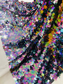 Round Large Sequins - Black Iridescent - Paillette Large Round Sequins Design Fabric By Yard