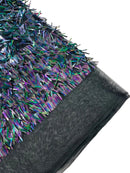 Sword Large Shiny Sequins - Black Iridescent - Hanging Iridescent Sequins On Lace Fabric By Yard