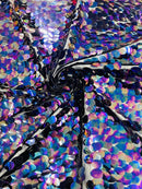 Jumbo Oval Sequins - Black Iridescent - Paillette Big Oval Sequins Design Fabric By Yard