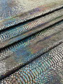 Anaconda Stretch Velvet - Black Iridescent - 58/60" Stretch Velvet Fabric with Anaconda Snake Print By Yard