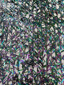 Sword Large Shiny Sequins - Black Iridescent - Hanging Iridescent Sequins On Lace Fabric By Yard