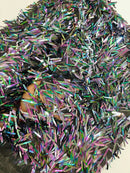 Sword Large Shiny Sequins - Black Iridescent - Hanging Iridescent Sequins On Lace Fabric By Yard