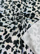 Cow Print Design Spandex - Black Holographic -  Poly Spandex 4 Way Stretch Fabric By Yard