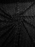 58" Minky Swirl Rose Fabric - Black - Soft Rosebud Plush Fur Fabric Sold By The Yard