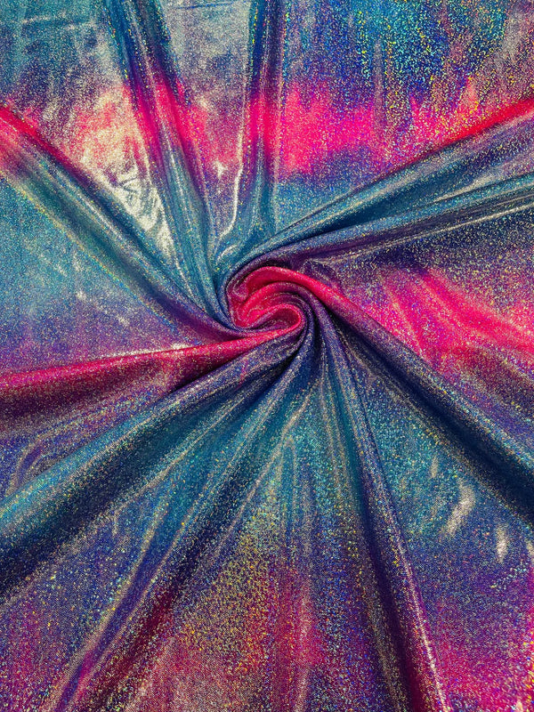 Mystique Foil Fabric - Blue / Hot Pink - 58/60" 4 Way Stretch Iridescent Foggy Foil Fabric Nylon/Spandex By Yard