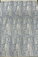 Tulle Glitter Fancy Line Fabric - Blue - Tulle Fabric with Sparkle Glitter Design Sold By Yard