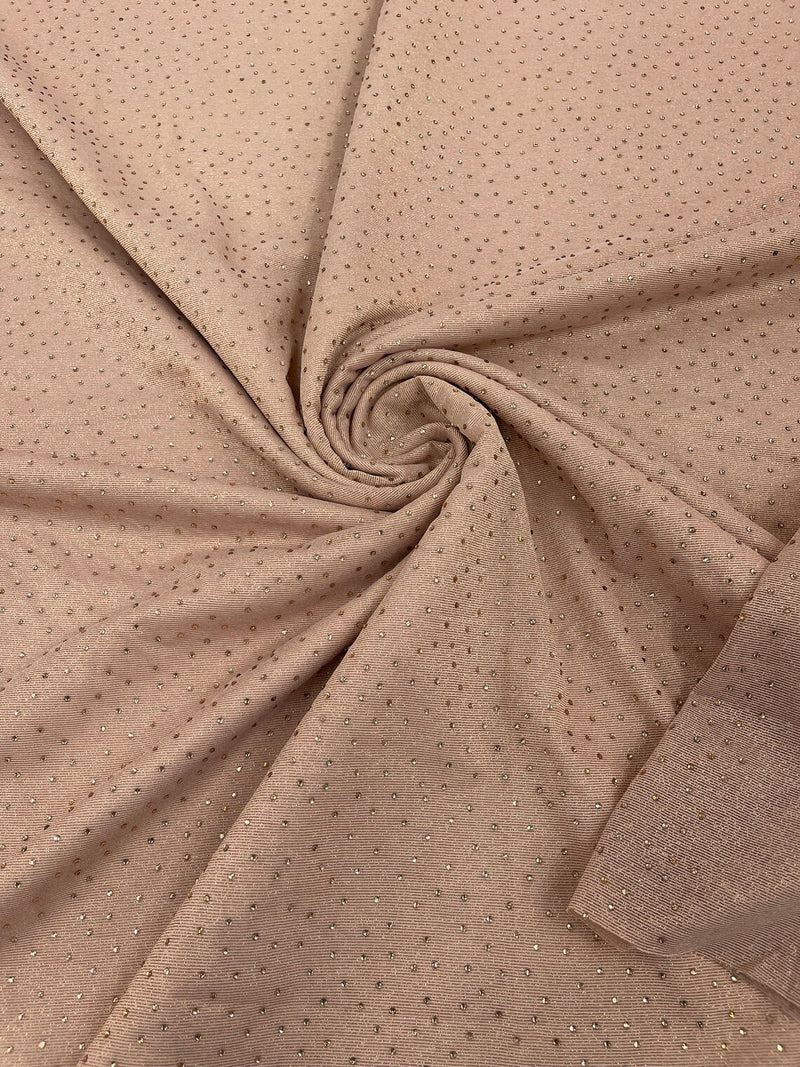 Shimmer Glitter Rhinestone Fabric - Blush - Rhinestone Shiny Sparkle Stretch Glitter Fabric By Yard