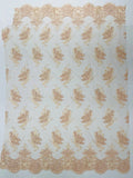 Floral Damask Lace Fabric - Blush - Embroidered Damask Flowers on Lace Fabric By Yard