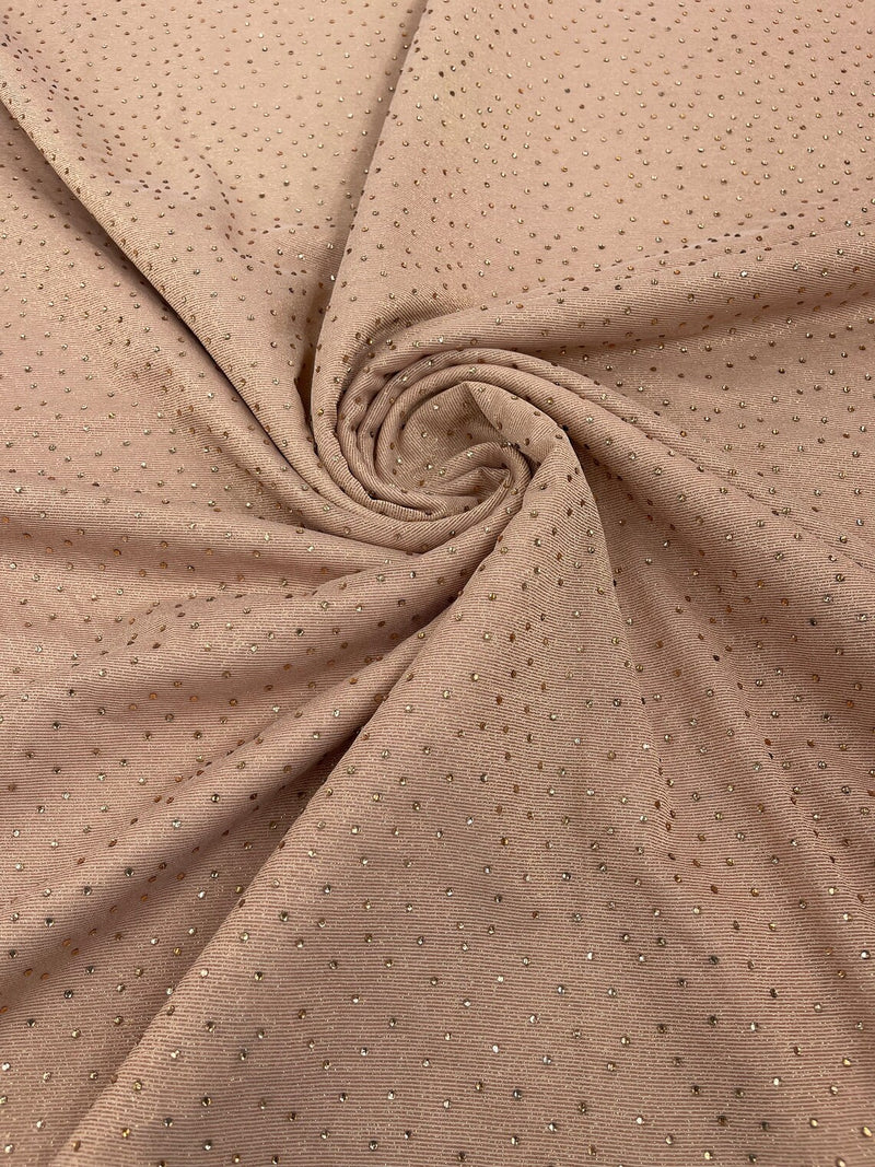 Shimmer Glitter Rhinestone Fabric - Blush - Rhinestone Shiny Sparkle Stretch Glitter Fabric By Yard