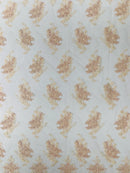 Floral Damask Lace Fabric - Blush - Embroidered Damask Flowers on Lace Fabric By Yard