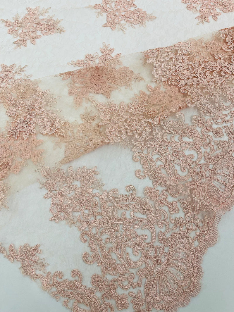 Lightweight Floral Corded Lace BLUSH