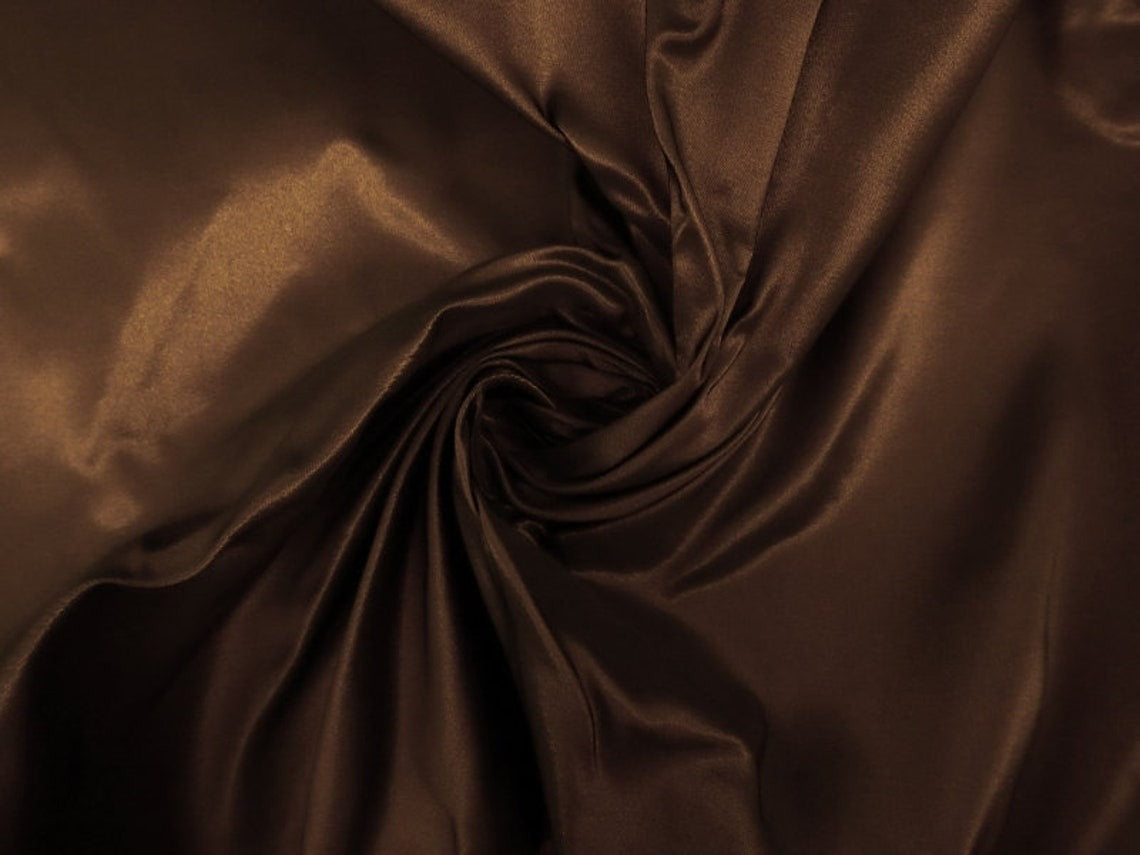58/59" Satin Fabric Matte L'Amour - Brown - (Peau de Soie) Duchess Dress Satin Fabric By The Yard