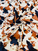 Cow Velboa Faux Fur Fabric - Brown / Tan - Cow Animal Print Velboa Fabric Sold By The Yard