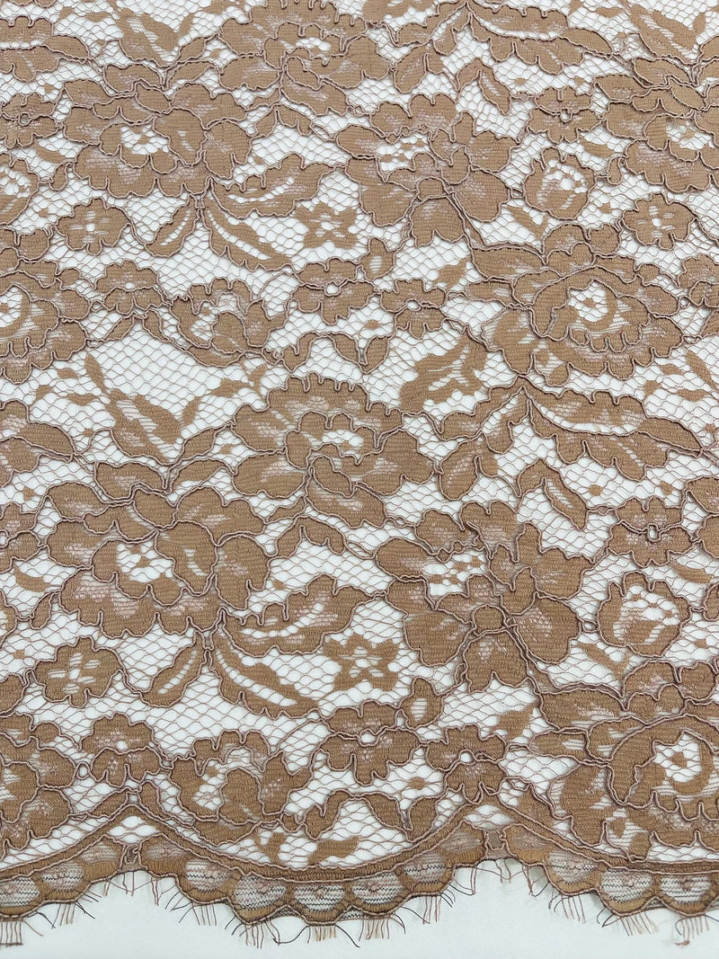 Brown lace fabric discount by the yard