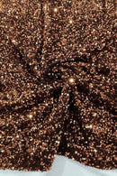 Stretch Velvet Sequins Fabric - Brown - Velvet Sequins 2 Way Stretch 58/60” By Yard
