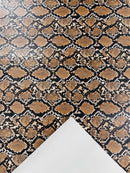 Snake Python Faux Leather Vinyl - Brown - 3D Snake Print Design Embossed Vinyl By Yard