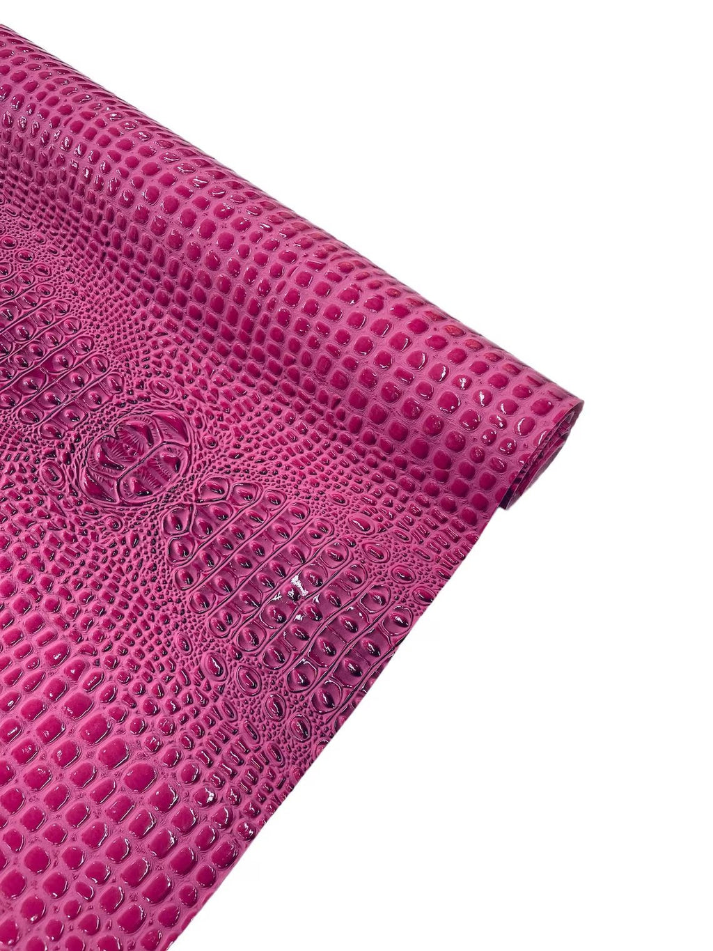 Gator Embossed Vinyl Leather Fabric - Bubble Gum - Faux Gator Skin Vinyl Fabric Sold By Yard