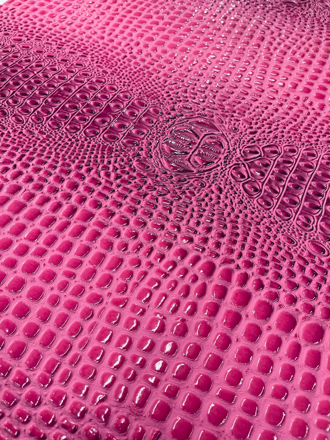Gator Embossed Vinyl Leather Fabric - Bubble Gum - Faux Gator Skin Vinyl Fabric Sold By Yard