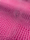 Gator Embossed Vinyl Leather Fabric - Bubble Gum - Faux Gator Skin Vinyl Fabric Sold By Yard